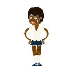 cartoon tough woman with hands on hips N6