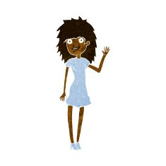 cartoon happy woman waving N5