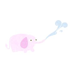 cartoon funny little elephant squirting water N2