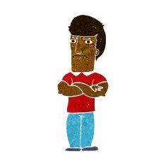cartoon annoyed man with folded arms N9