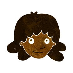 cartoon happy female face N98