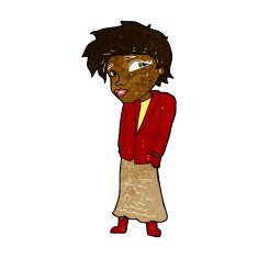cartoon woman with hands in pockets N6