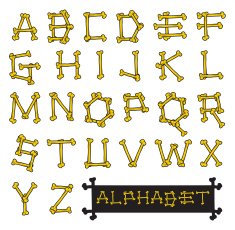 Skeleton bones alphabet vector illustration N6