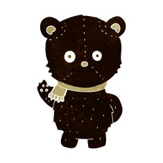 cute cartoon black bear waving N2