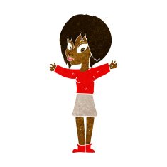 cartoon woman with open arms N55
