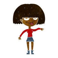 cartoon smug woman making dismissive gesture N5