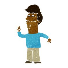 Cartoon Man Giving Peace Sign N32