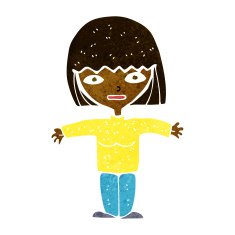 cartoon woman with open arms N56