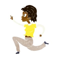 cartoon woman running and pointing N6