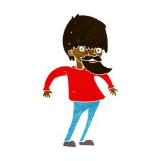 cartoon bearded man shrugging shoulders N3