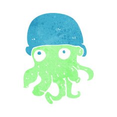 cartoon alien head wearing hat N5