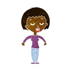 cartoon woman shrugging shoulders N267