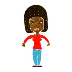 cartoon woman shrugging shoulders N268