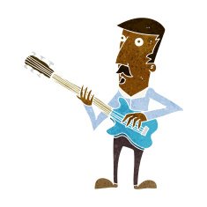 cartoon man playing electric guitar N9