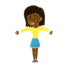 cartoon woman shrugging shoulders N269