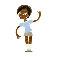 Cartoon Girl Waving N18