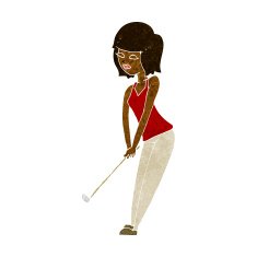 Cartoon Woman Playing Golf N14