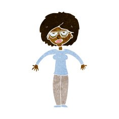 cartoon woman shrugging shoulders N270