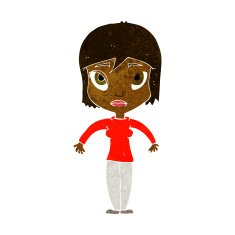 cartoon woman shrugging shoulders N272