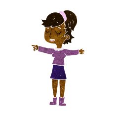 cartoon happy woman pointing N35