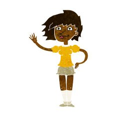 Cartoon Woman Waving N190
