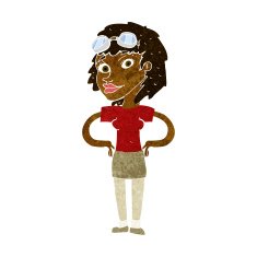 cartoon retro pilot woman N6