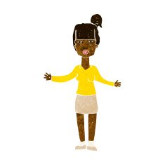 cartoon woman shrugging shoulders N276