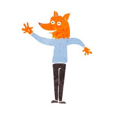 cartoon waving fox man N2