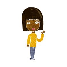 Cartoon Woman Waving N192