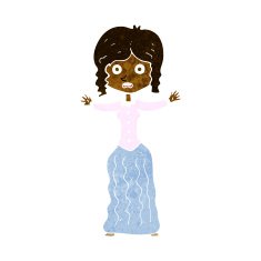 cartoon worried victorian woman N6