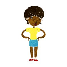 cartoon woman with hands on hips N122