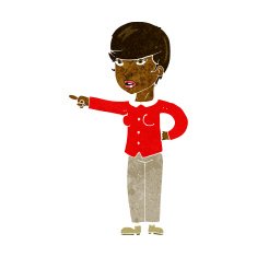 cartoon woman pointing finger of blame N6