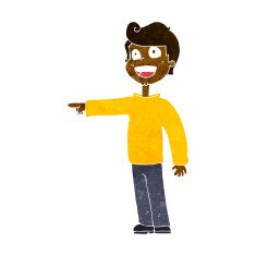 cartoon man pointing and laughing N23