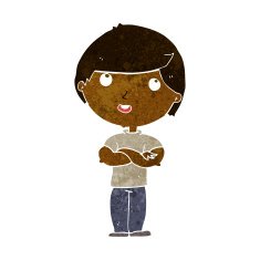 cartoon happy man with folded arm N5