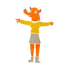 cartoon pointing fox woman N2