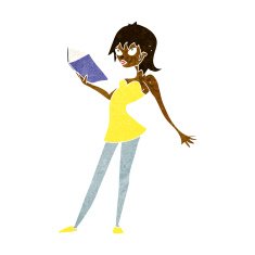cartoon woman reading book N6