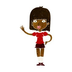 Cartoon Woman Waving N194