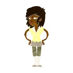 cartoon pretty woman with hands on hips N12