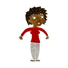 cartoon woman shrugging shoulders N277