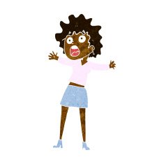 cartoon frightened woman N18