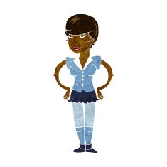 cartoon woman with hands on hips N123