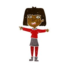cartoon happy woman pointing N38