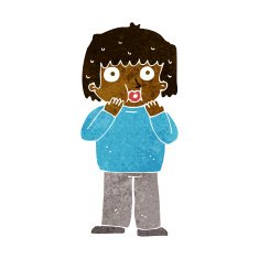 cartoon worried boy N19