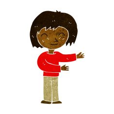cartoon woman gesturing welcome N2