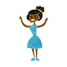 cartoon woman with raised arms N5