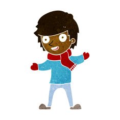 cartoon boy in winter clothes N6