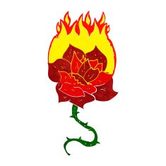 cartoon flaming rose tattoo N2