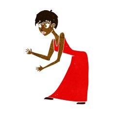 cartoon woman in dress gesturing N6