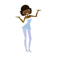 cartoon woman in cocktail dress N11