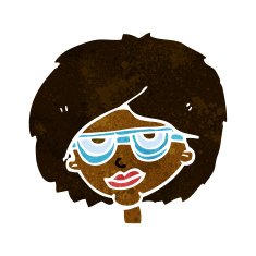 cartoon woman wearing spectacles N28